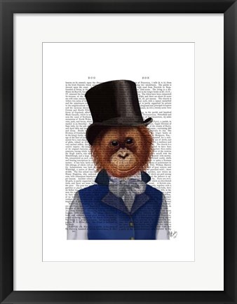 Framed Orangutan in Top Hat Print