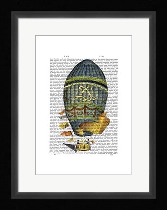 Framed Blue Cylindrical Hot Air Balloon Print