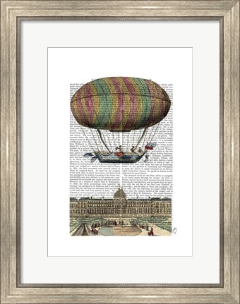 Framed Jardin De Tuileries Hot Air Balloon Print
