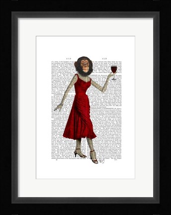 Framed Chimp With Wine Print