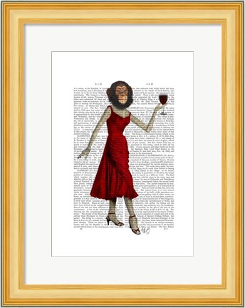 Framed Chimp With Wine Print