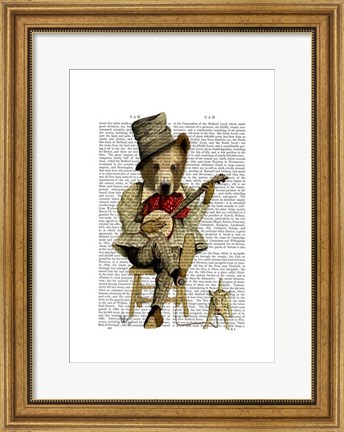 Framed Banjo Bear I Print