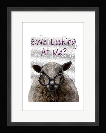 Framed Ewe Looking at Me DeNiro Sheep Print