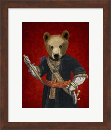 Framed Bear in Blue Robes Print