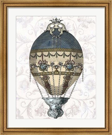 Framed Baroque Balloon Blue &amp; Cream Print