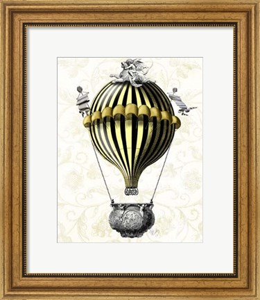 Framed Baroque Balloon Black Yellow Print