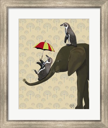 Framed Elephant and Penguins Print