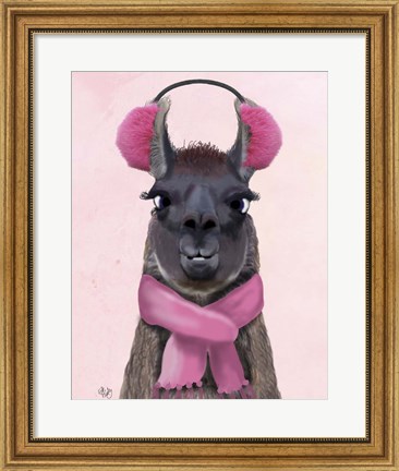 Framed Chilly Llama Pink Print