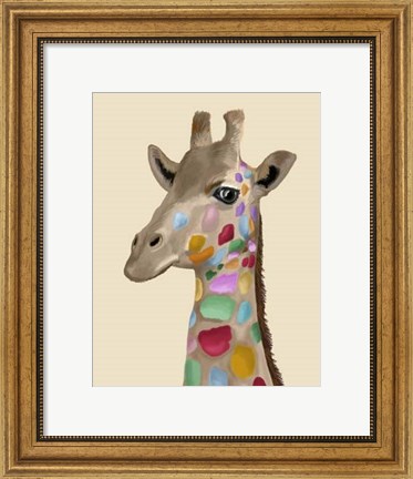 Framed MultiColoured Giraffe Print
