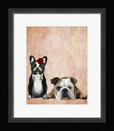 Framed French Bulldog and English Bulldog Print