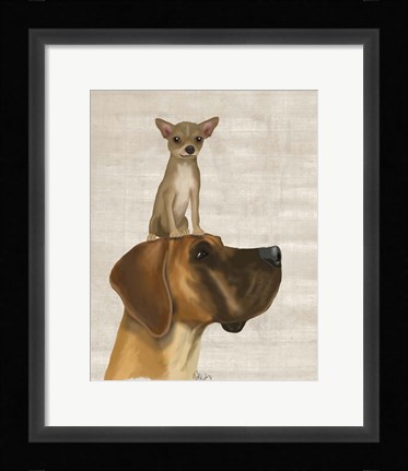 Framed Great Dane and Chihuahua Print