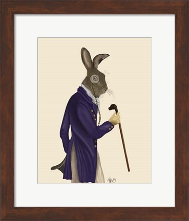 Framed Hare In Purple Coat Print