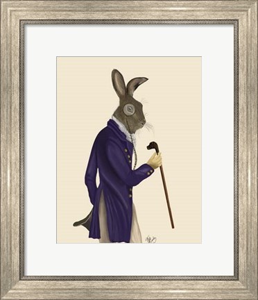 Framed Hare In Purple Coat Print