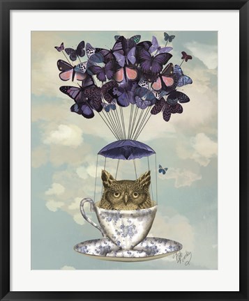 Framed Owl In Teacup Print
