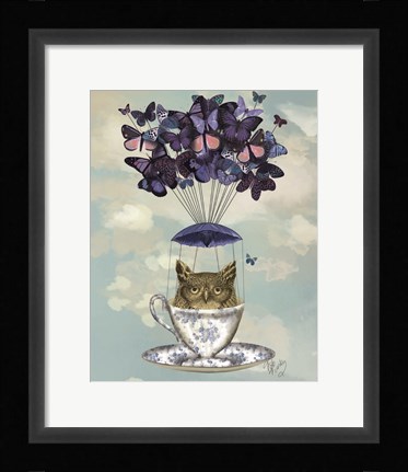 Framed Owl In Teacup Print