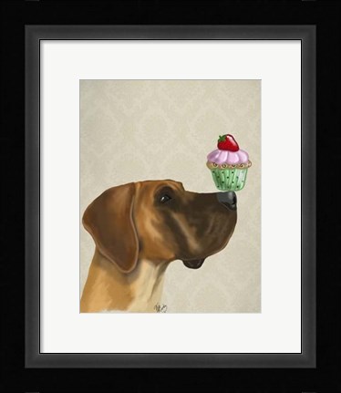 Framed Great Dane and Cupcake Print