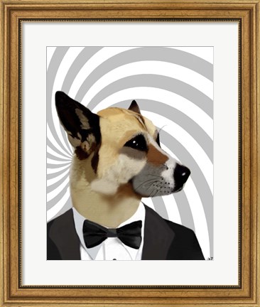 Framed Debonair James Bond Dog Print