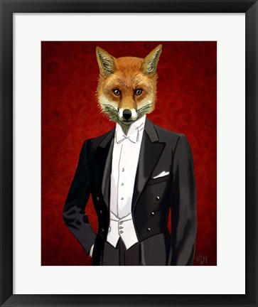 Framed Fox In Evening Suit Portrait Print