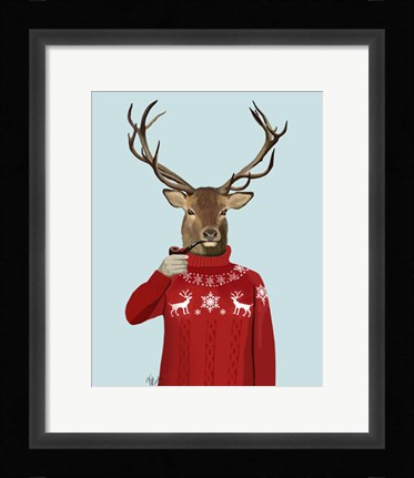 Framed Deer in Ski Sweater Print