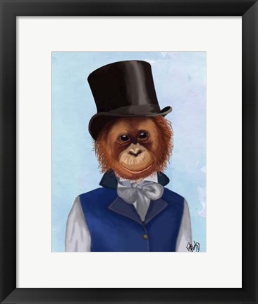 Framed Orangutan in Top Hat Print