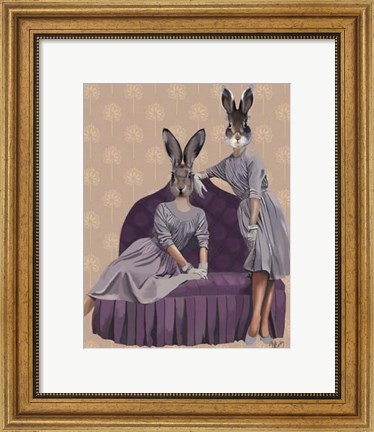 Framed Rabbits in Purple Print