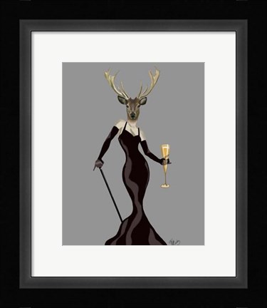 Framed Glamour Deer in Black Print