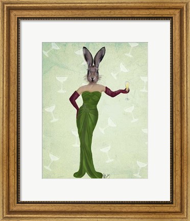 Framed Rabbit Green Dress Print