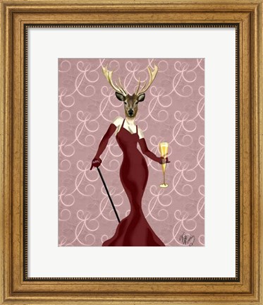 Framed Glamour Deer in Marsala Print