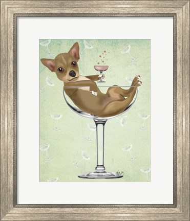 Framed Chihuahua in Cocktail Glass Print