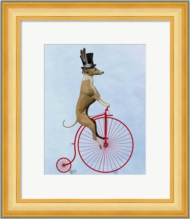 Framed Greyhound on Red Penny Farthing Print
