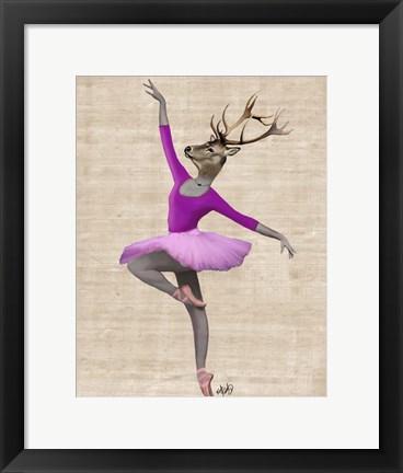 Framed Ballet Deer in Pink II Print