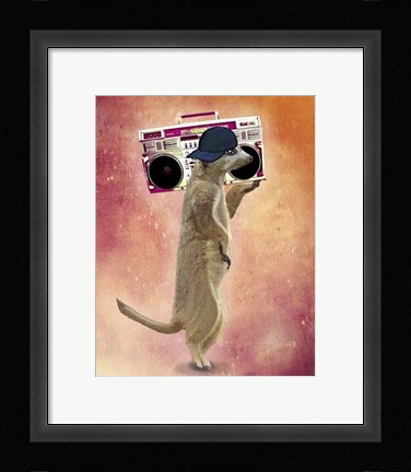 Framed Meerkat and Boom Box Print