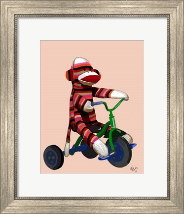 Framed Sock Monkey Tricycle Print