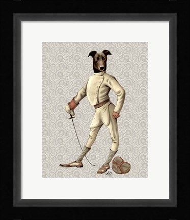 Framed Greyhound Fencer in Cream Full Print