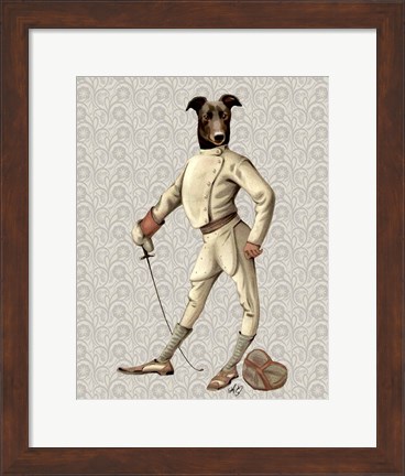 Framed Greyhound Fencer in Cream Full Print