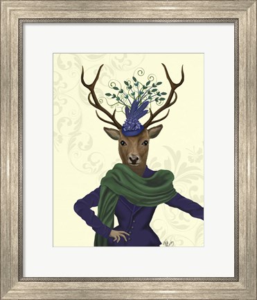 Framed Deer and Fascinator Print