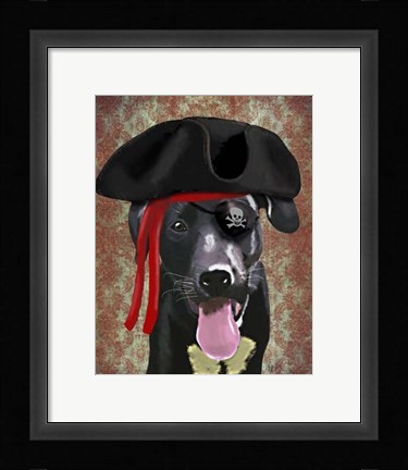 Framed Black Labrador Pirate Dog Print
