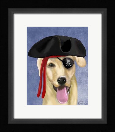 Framed Yellow Labrador Pirate Print