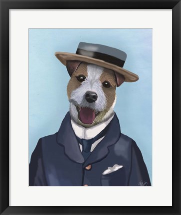 Framed Jack Russell in Boater Print