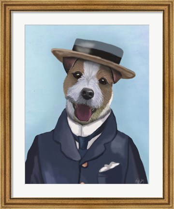 Framed Jack Russell in Boater Print