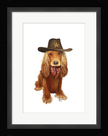Framed Cocker Spaniel Cowboy Print