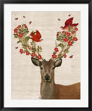 Framed Deer and Love Birds Print