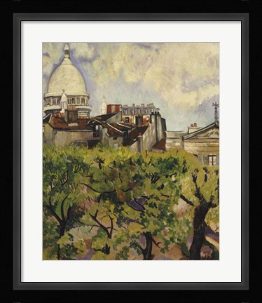Framed Sacre-Coeur Seen from the Garden of Rue Cortot, 1916 Print