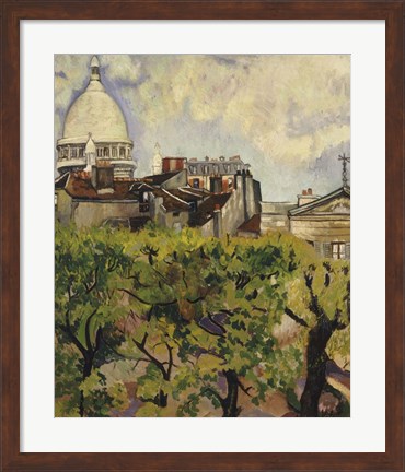 Framed Sacre-Coeur Seen from the Garden of Rue Cortot, 1916 Print