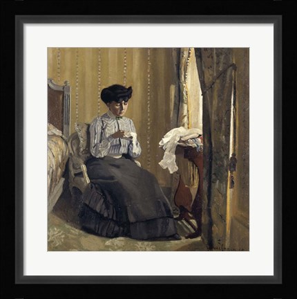 Framed Woman Sewing, 1905 Print