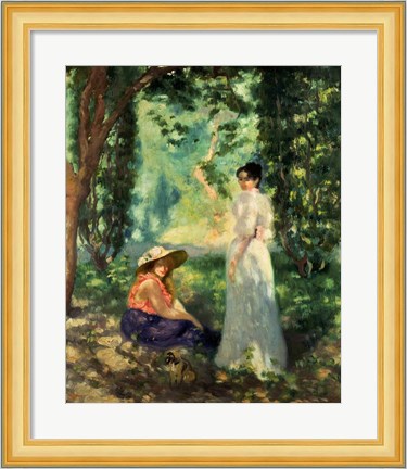Framed Two Women in a Landscape Print