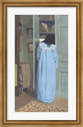 Framed Woman in Blue Searching a Cabinet, 1903 Print