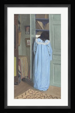 Framed Woman in Blue Searching a Cabinet, 1903 Print