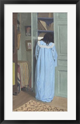 Framed Woman in Blue Searching a Cabinet, 1903 Print
