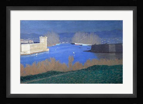 Framed View of the Port of Marseille,  1901 Print